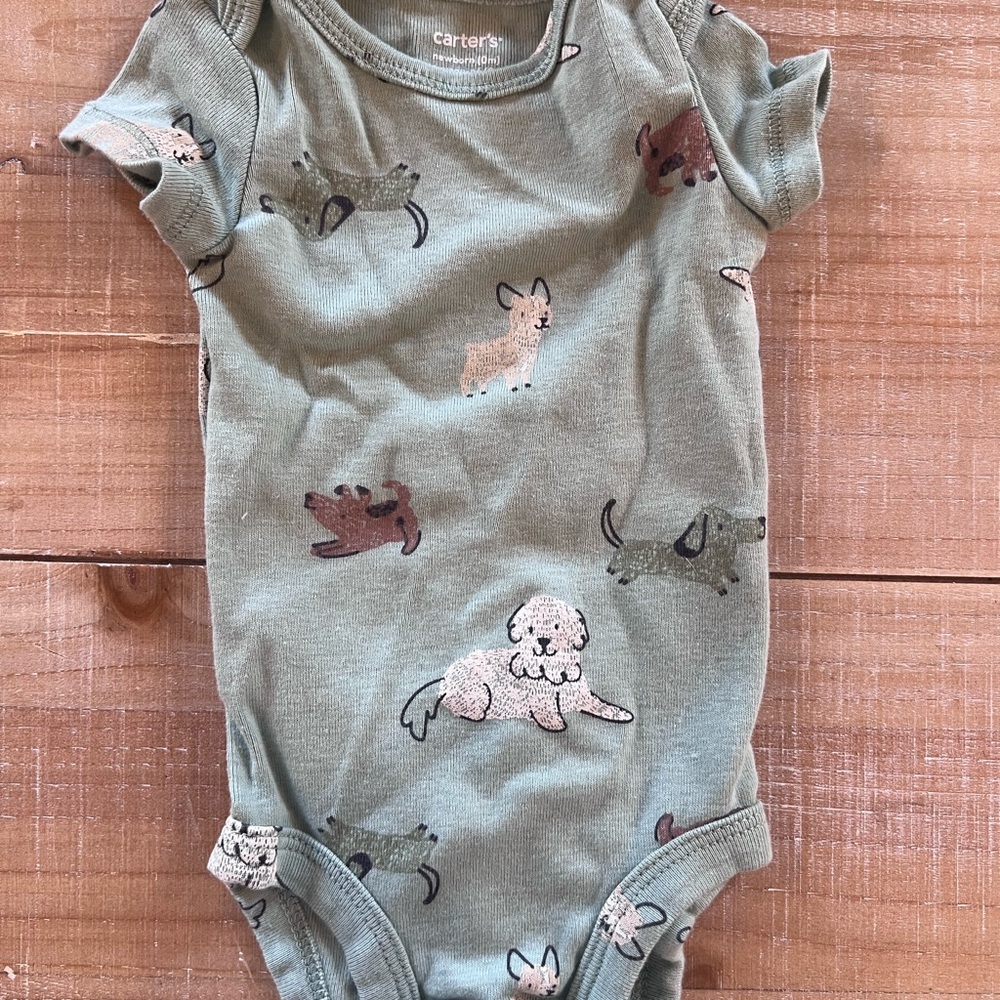 Carter's Olive Green Puppy Print One-Piece Bodysuit